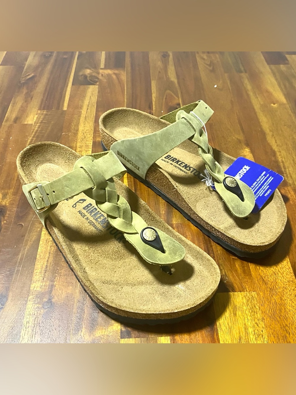 Birkenstock Olive Green Braided Thong Sandals - Picture 4 of 4